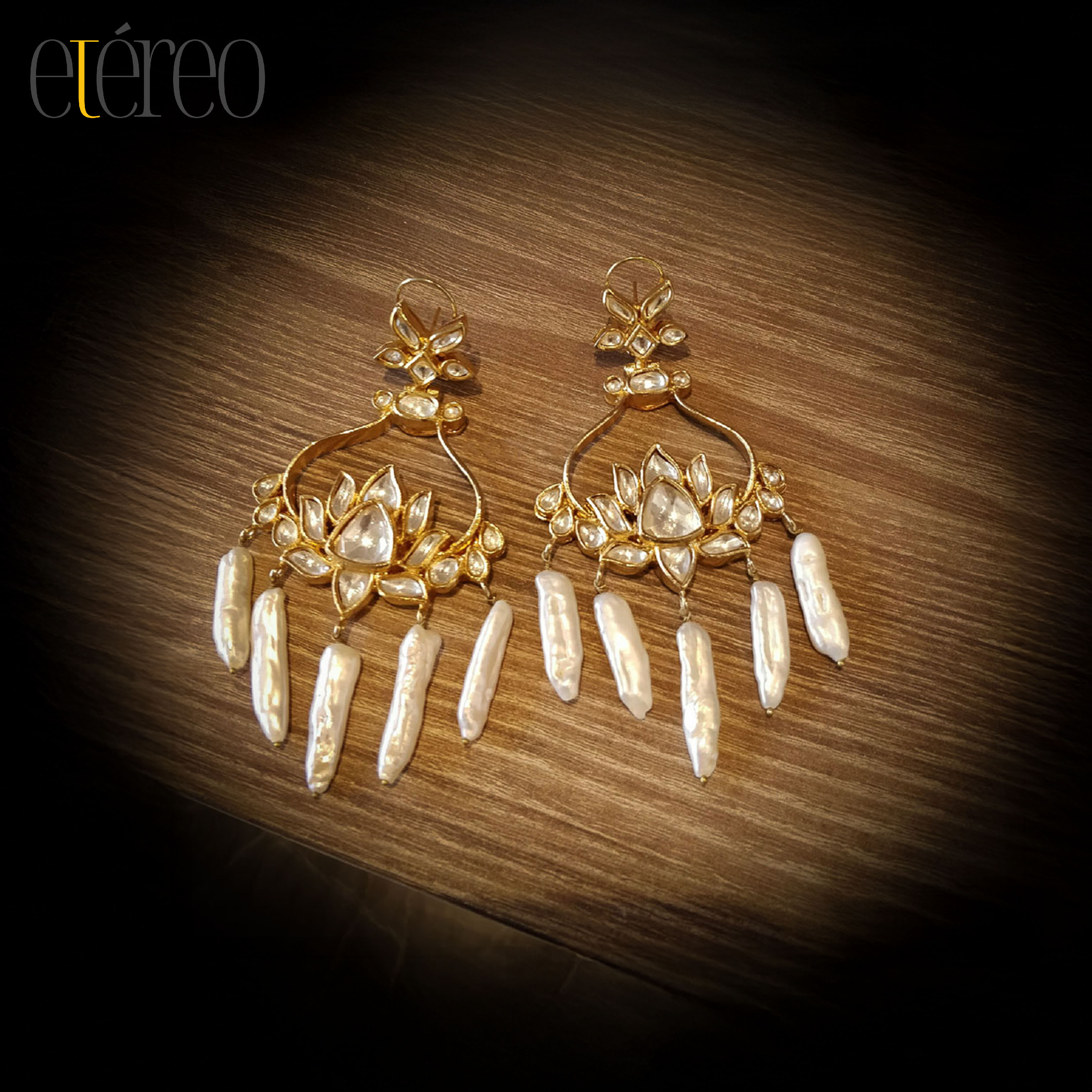 ER1014-Kundan and Baroque Modern Chaandbaali