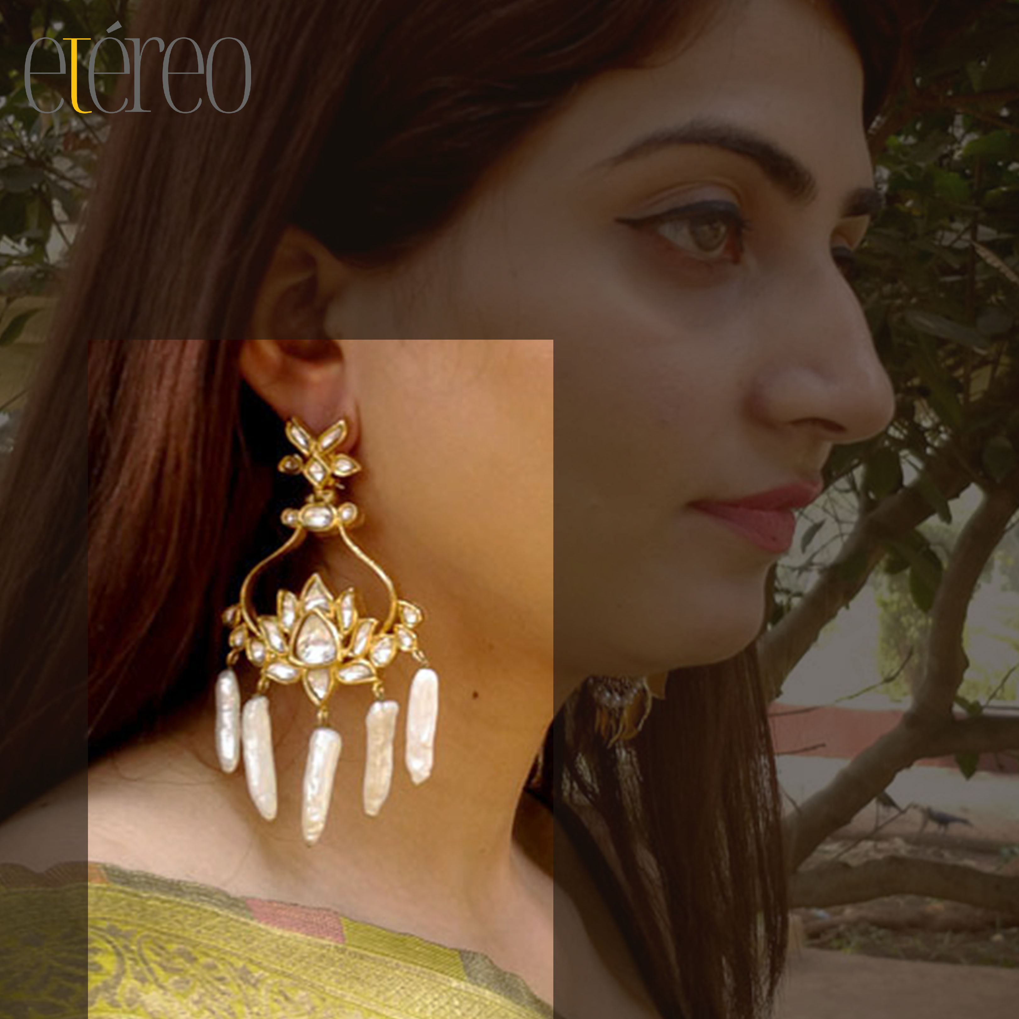 ER1014-Kundan and Baroque Modern Chaandbaali
