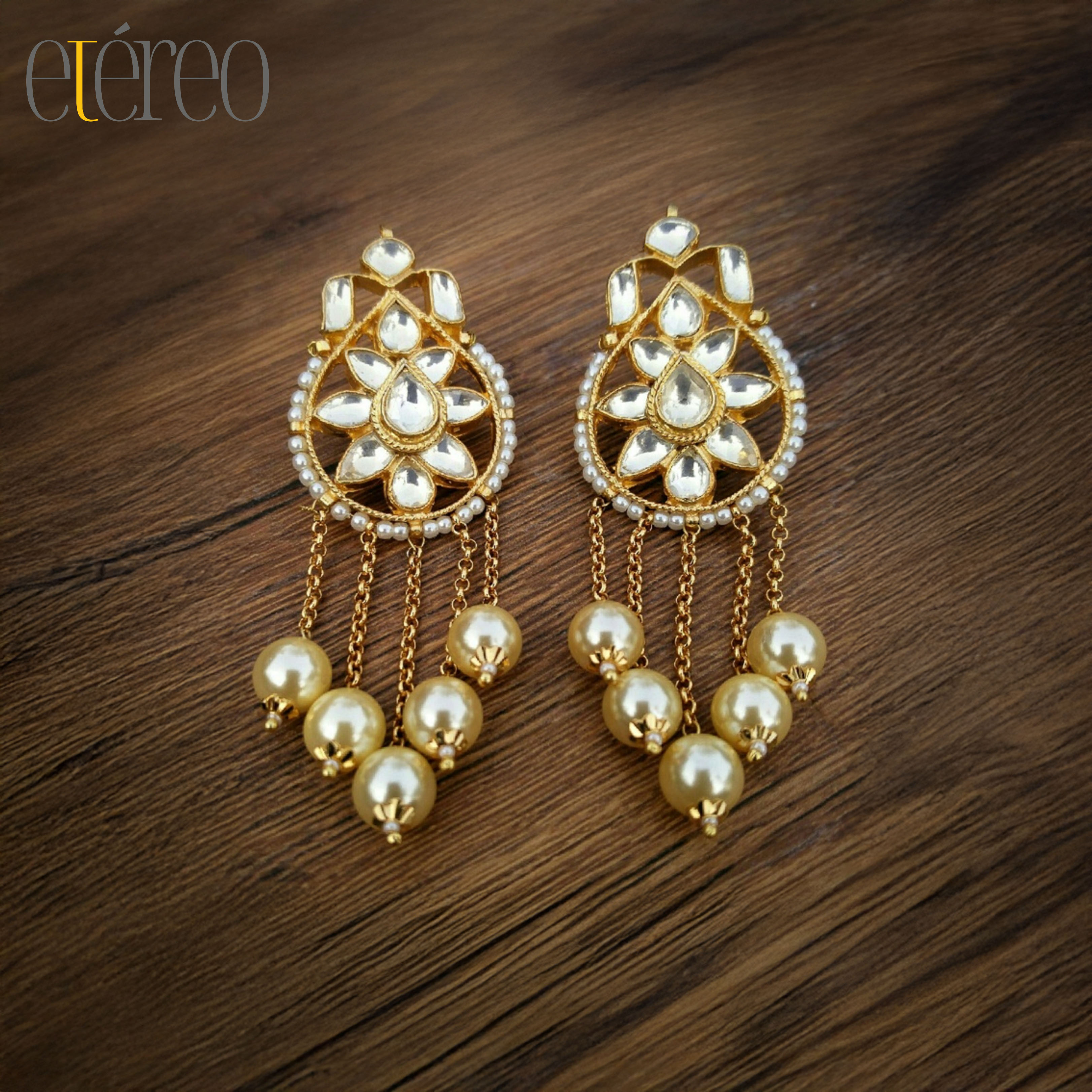 ER2005-Kundan tops with pearl danglers