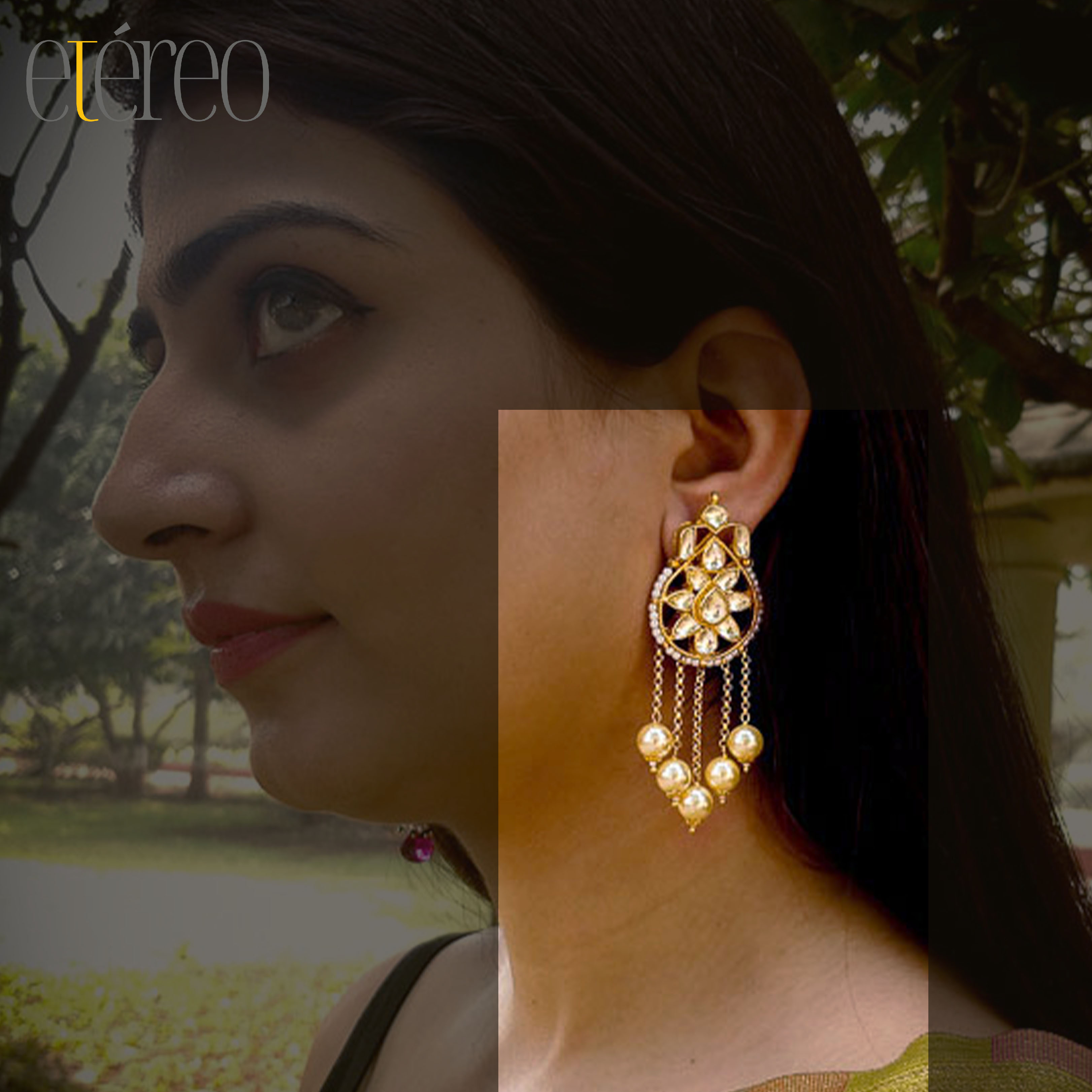 ER2005-Kundan tops with pearl danglers